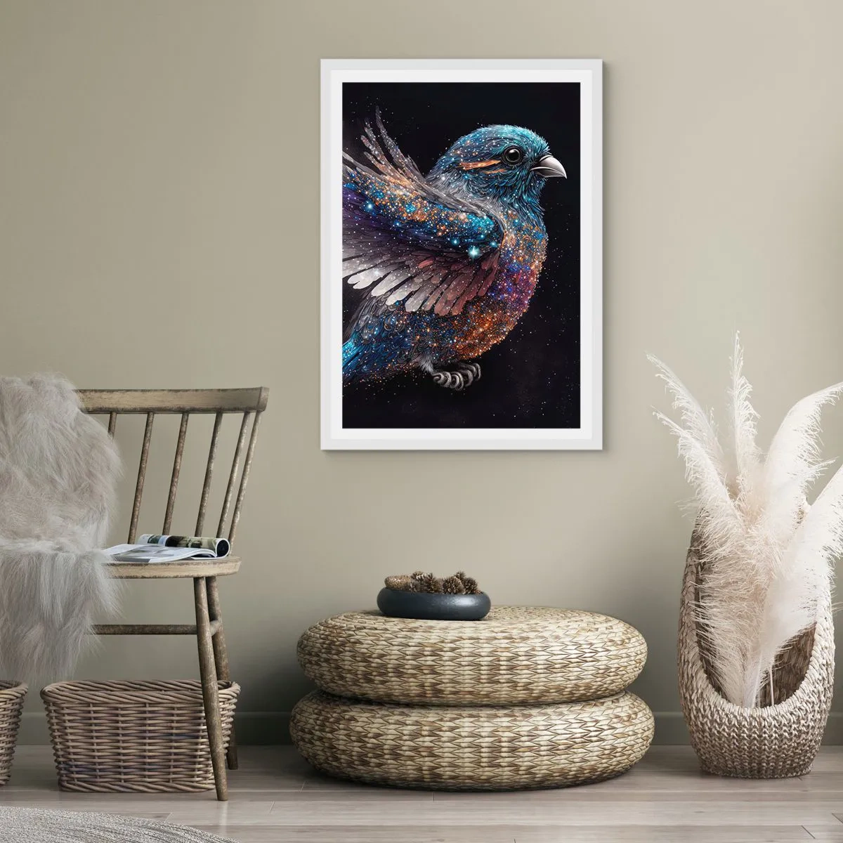 Poster in einem weißen Rahmen - Diamantsperling - 40x50 cm