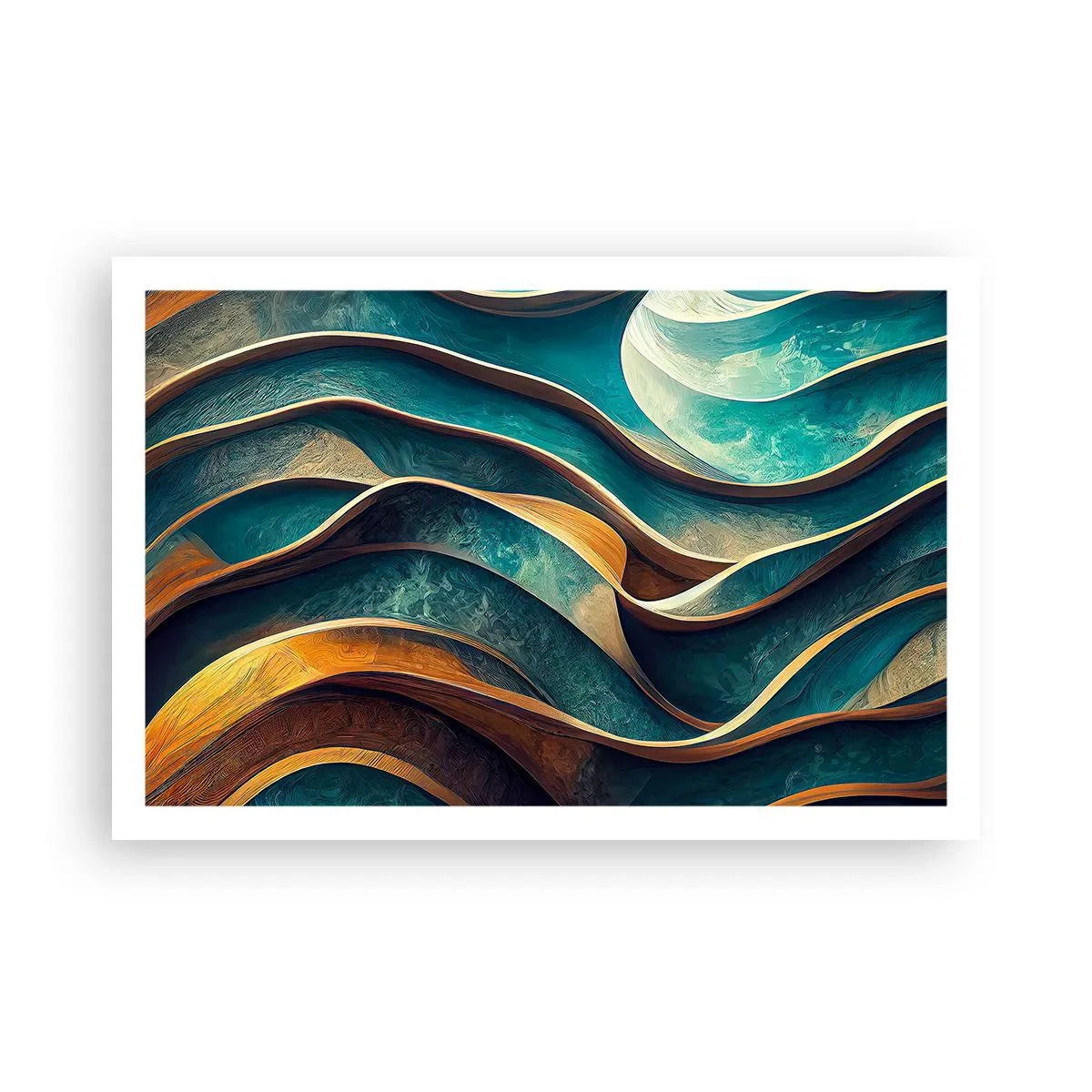 Poster - Blaue Mäander - 91x61 cm