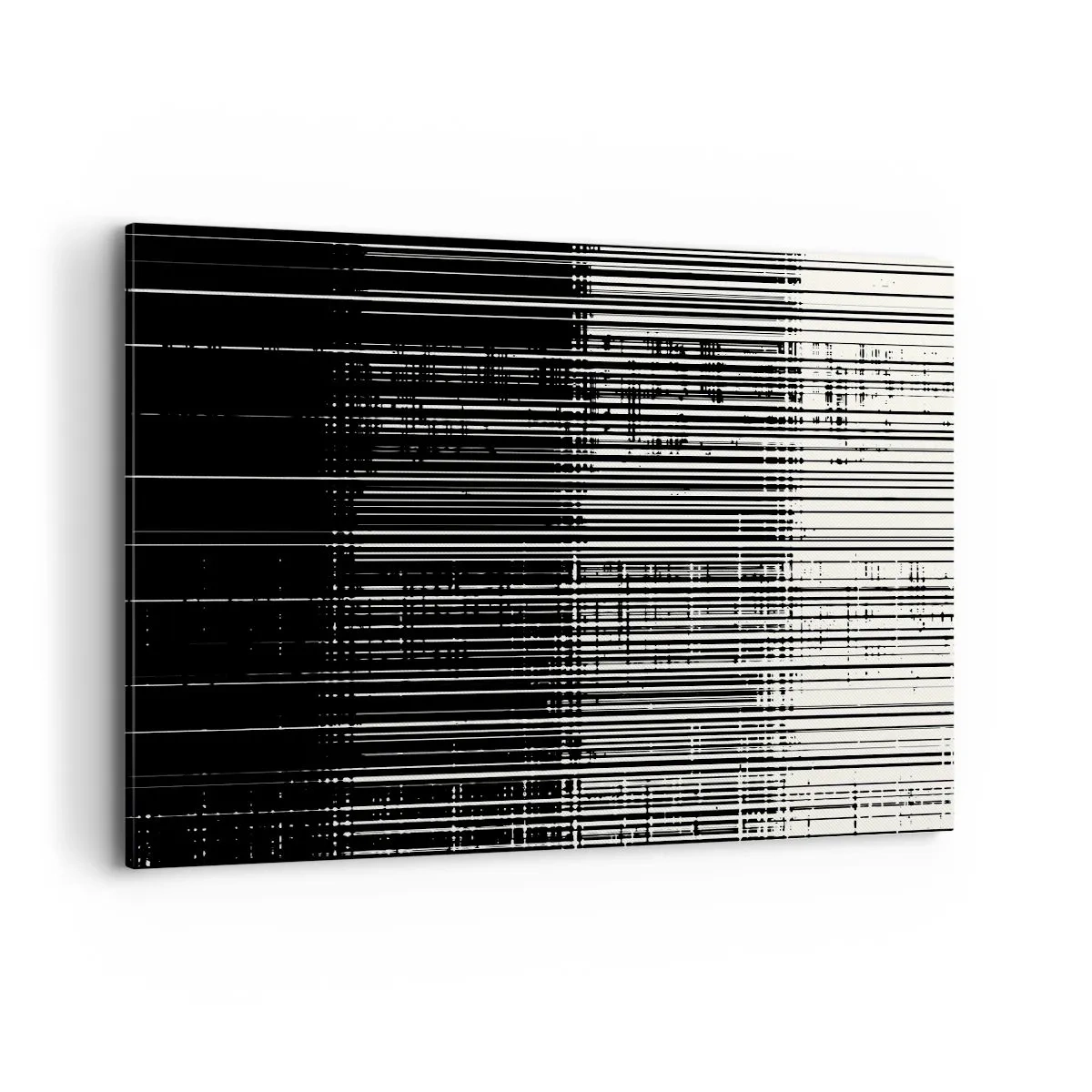 Bild auf Leinwand - Leinwandbild - Abstrakte Linienkomposition in kontrastierendem Schwarz und Weiß - 100x70cm - Wellen und Vibrationen - Moderne Wanddekoration für Wohnzimmer und Schlafzimmer ARTTOR