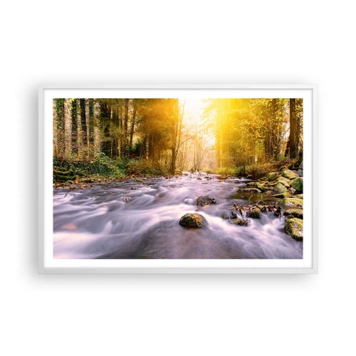 Poster in einem weißen Rahmen - Malachit im Silber- und Goldrahmen - 91x61 cm