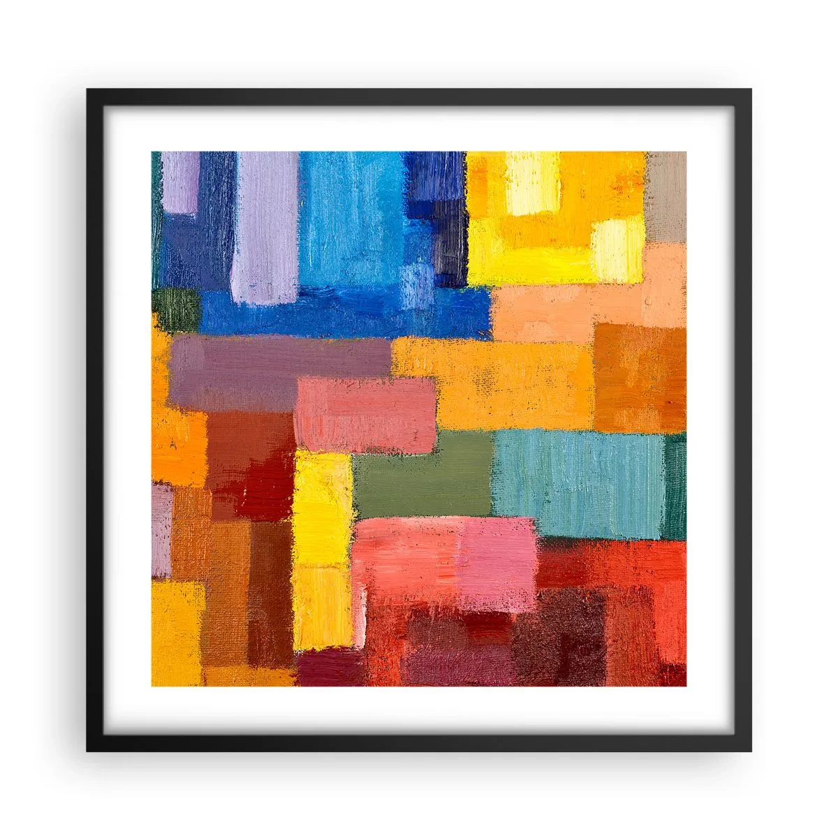 Poster in einem schwarzem Rahmen - Jeder ist anders, alle bunt - 50x50 cm