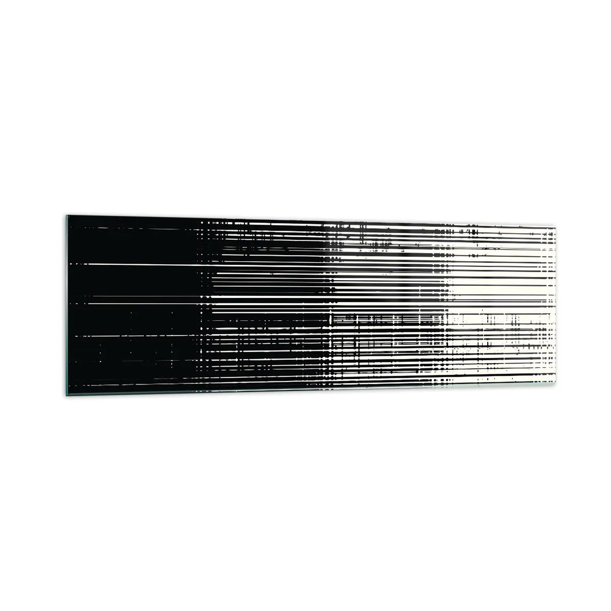 Glasbild - Bild auf glas - Abstrakte Linienkomposition in kontrastierendem Schwarz und Weiß - 160x50cm - Wellen und Vibrationen - Moderne Wanddekoration für Wohnzimmer und Schlafzimmer ARTTOR