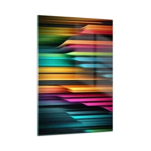 Glasbild - Bild auf glas - Mehrfarbige vertikale Streifen erinnern an Licht und Bewegung - 50x70cm - Lichtorgan - Moderne Wanddekoration für Wohnzimmer und Schlafzimmer ARTTOR