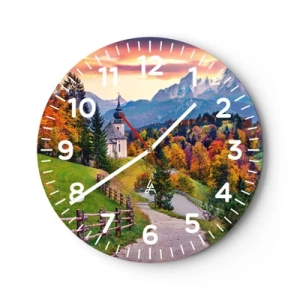 Wanduhr - Glasuhr - Landschaftsartige Malerei - 40x40 cm