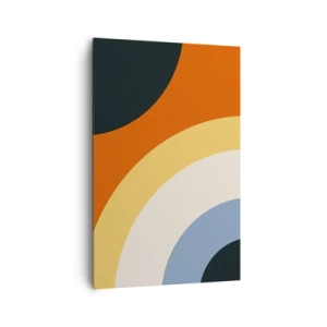 Bild auf Leinwand - Leinwandbild - Abstraktes Kunstwerk mit bunten Bögen und kontrastierenden Kreisen - 80x120cm - Zu mir selbst - Moderne Wanddekoration für Wohnzimmer und Schlafzimmer ARTTOR