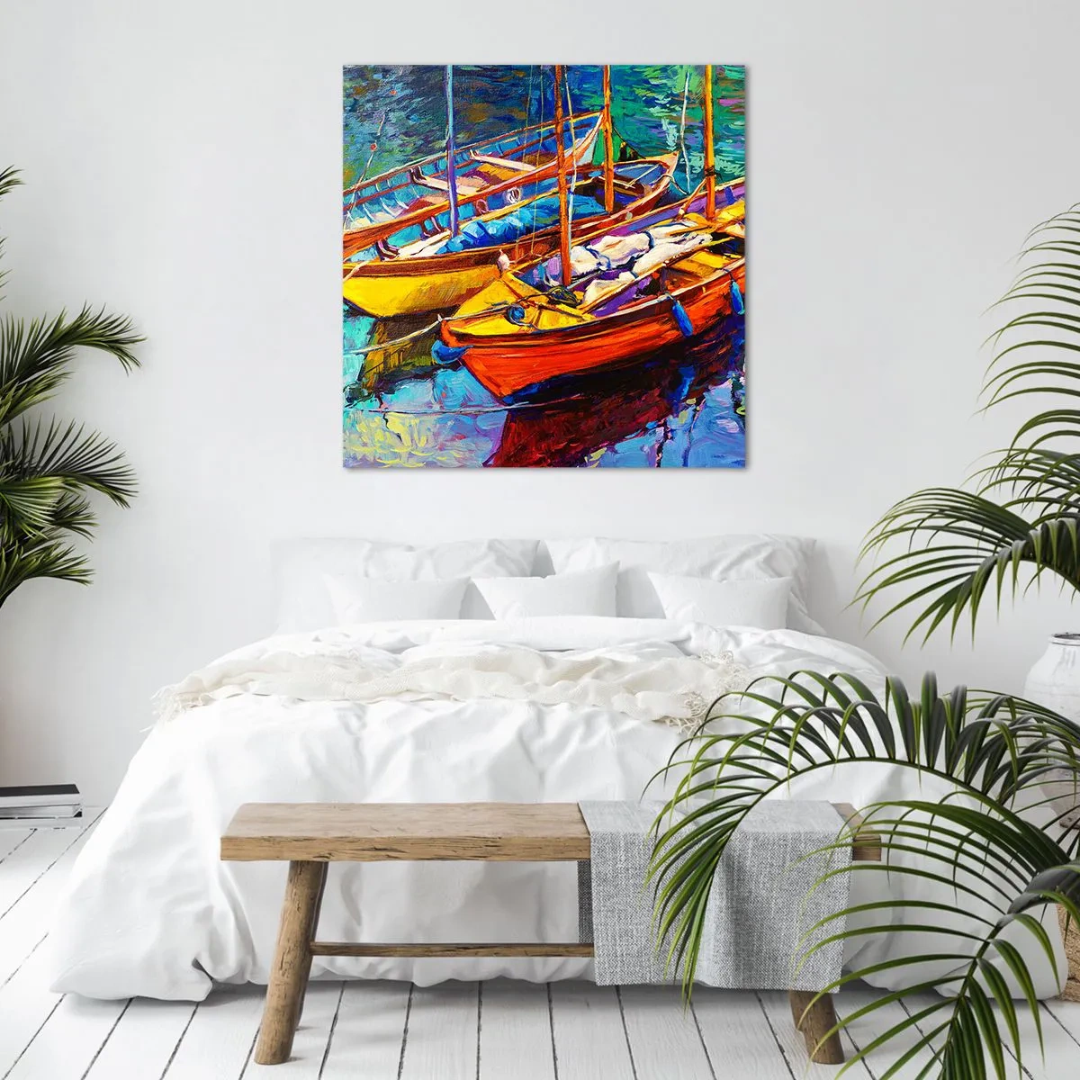 Bild auf Leinwand - Leinwandbild - Auf Wasser dick mit Farben - 60x60 cm