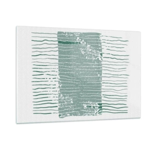 Glasbild - Bild auf glas - Horizontale Meereslinien mit Distressed-Effekt erzeugen eine abstrakte Struktur - 120x80cm - Marine Abstraktion - Moderne Wanddekoration für Wohnzimmer und Schlafzimmer ARTTOR