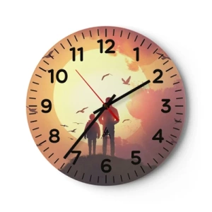 Wanduhr - Glasuhr - Von Angesicht zu Angesicht mit der Sonne - 30x30 cm