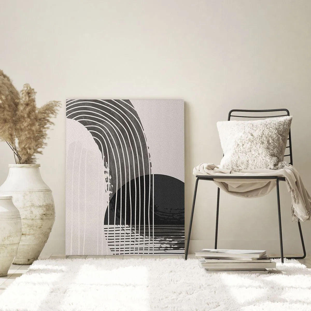 Glasbild - Bild auf glas - Abstraktes Muster mit Linien und geometrischen Formen - 70x100cm - Hin und zurück - Moderne Wanddekoration für Wohnzimmer und Schlafzimmer ARTTOR