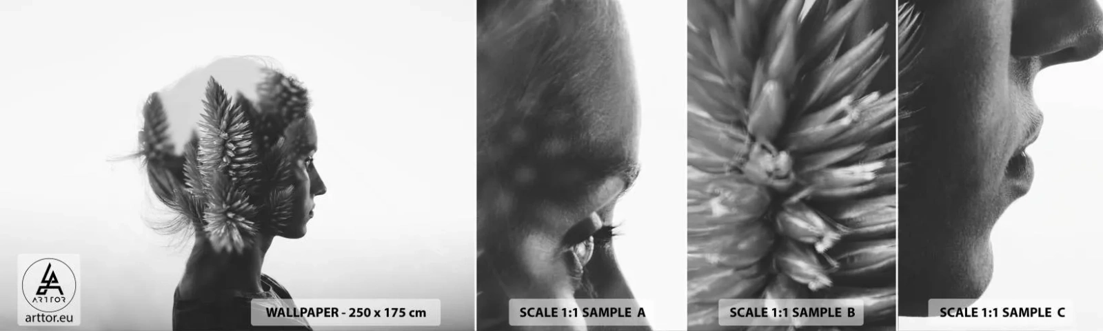 Fototapetenmuster Standard Eco - Dame des Kiefernwaldes - Abstraktion, Frau, Stück - 100x30 cm