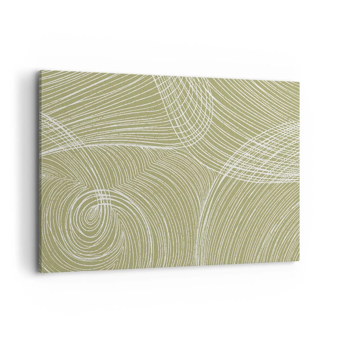 Bild auf Leinwand - Leinwandbild - Grüne und weiße Linien in einer abstrakten Komposition - 120x80cm - Komplizierte Abstraktion in Weiß - Moderne Wanddekoration für Wohnzimmer und Schlafzimmer ARTTOR