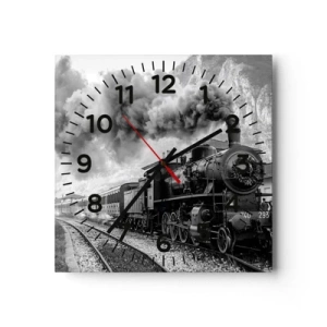 Wanduhr - Glasuhr - Steht am Bahnhof ... - 30x30 cm