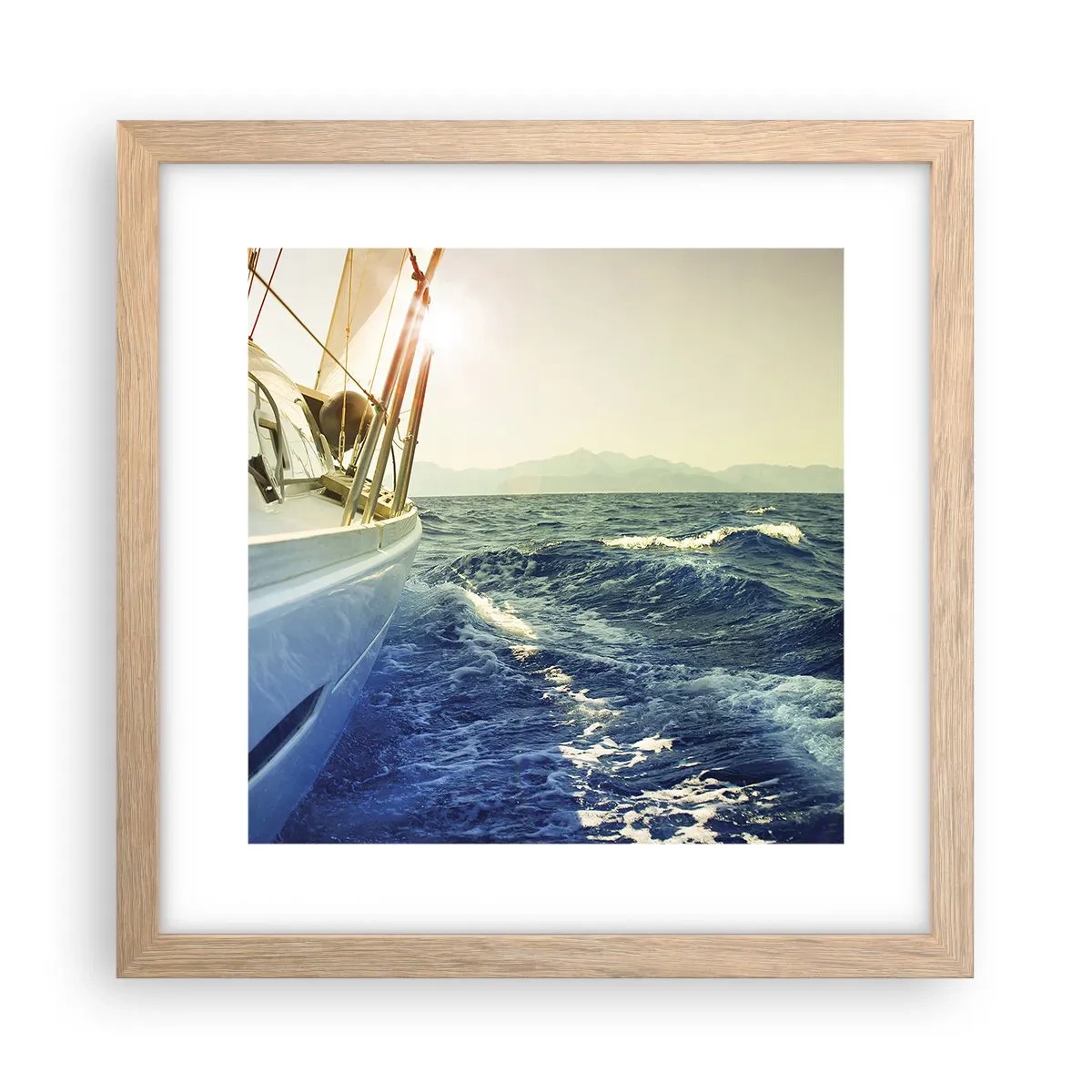 Poster in einem Rahmen aus heller Eiche - Auf ins Abenteuer - 30x30 cm