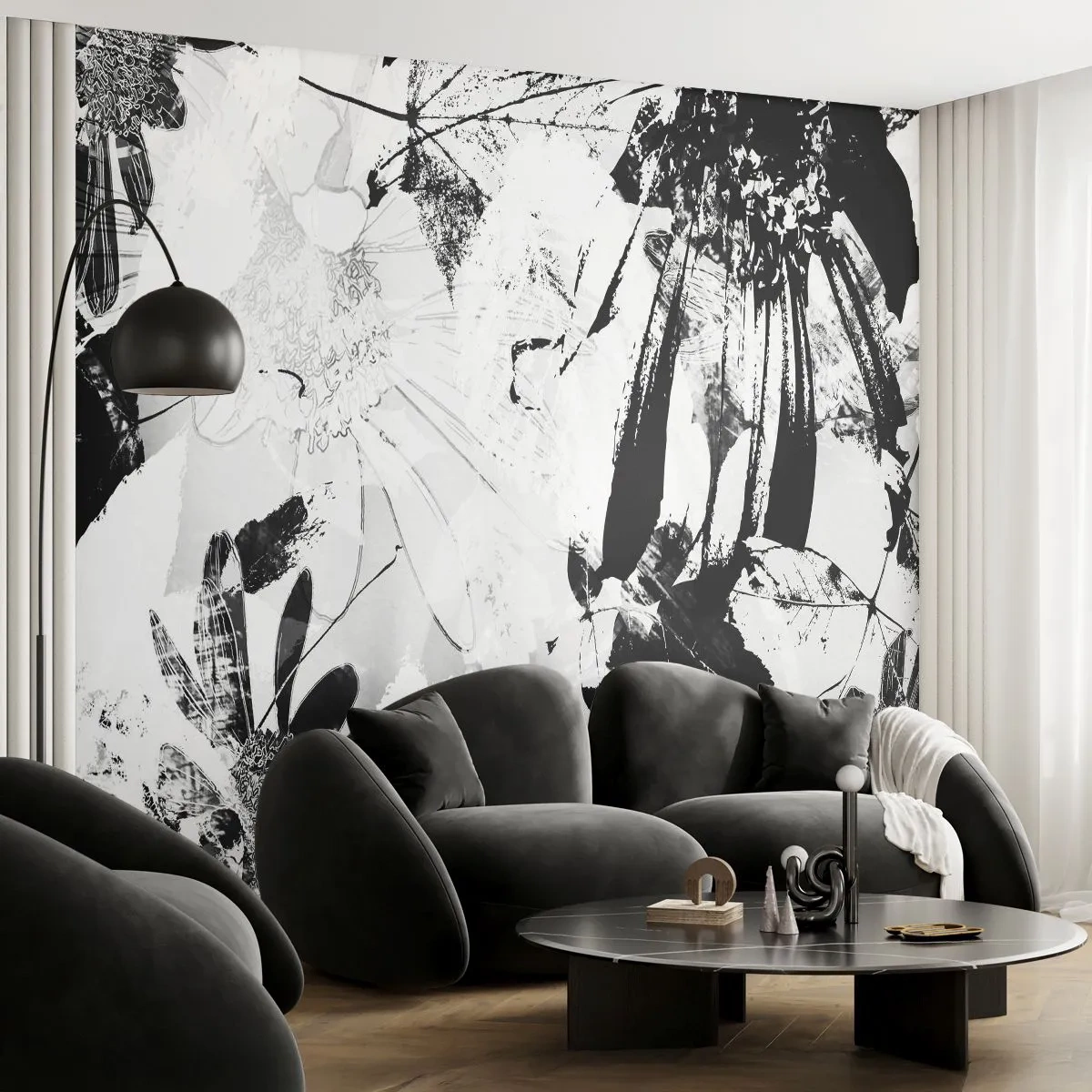 Fototapete Premium Canvas - Herbst negativ - Abstraktion, Blumen, Grafik - 200x140 cm