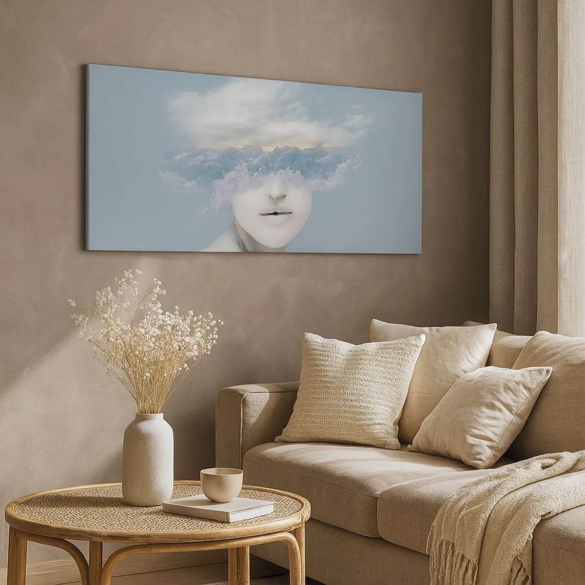 Bild auf Leinwand - Leinwandbild - Mit dem Kopf in den Wolken - 100x40 cm