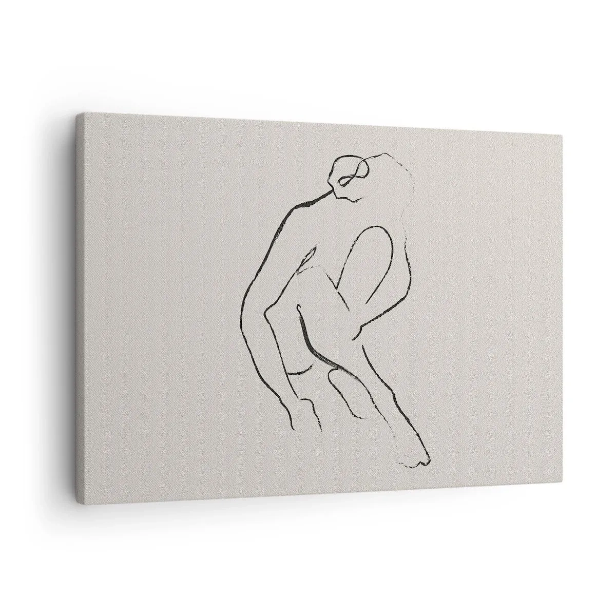 Bild auf Leinwand - Leinwandbild - Eine minimalistische Silhouette in Schwarz auf hellem Hintergrund - 70x50cm - Intime Skizze - Moderne Wanddekoration für Wohnzimmer und Schlafzimmer ARTTOR