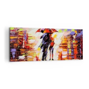 Bild auf Leinwand - Leinwandbild - Gemeinsam durch die Nacht und den Regen - 100x40 cm