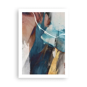 Poster - Ausdrucksstarke Abstraktion in Blau- und Goldtönen - 50x70cm - Großzügig und mit Energie - Moderne Wanddekoration für Wohnzimmer und Schlafzimmer ARTTOR