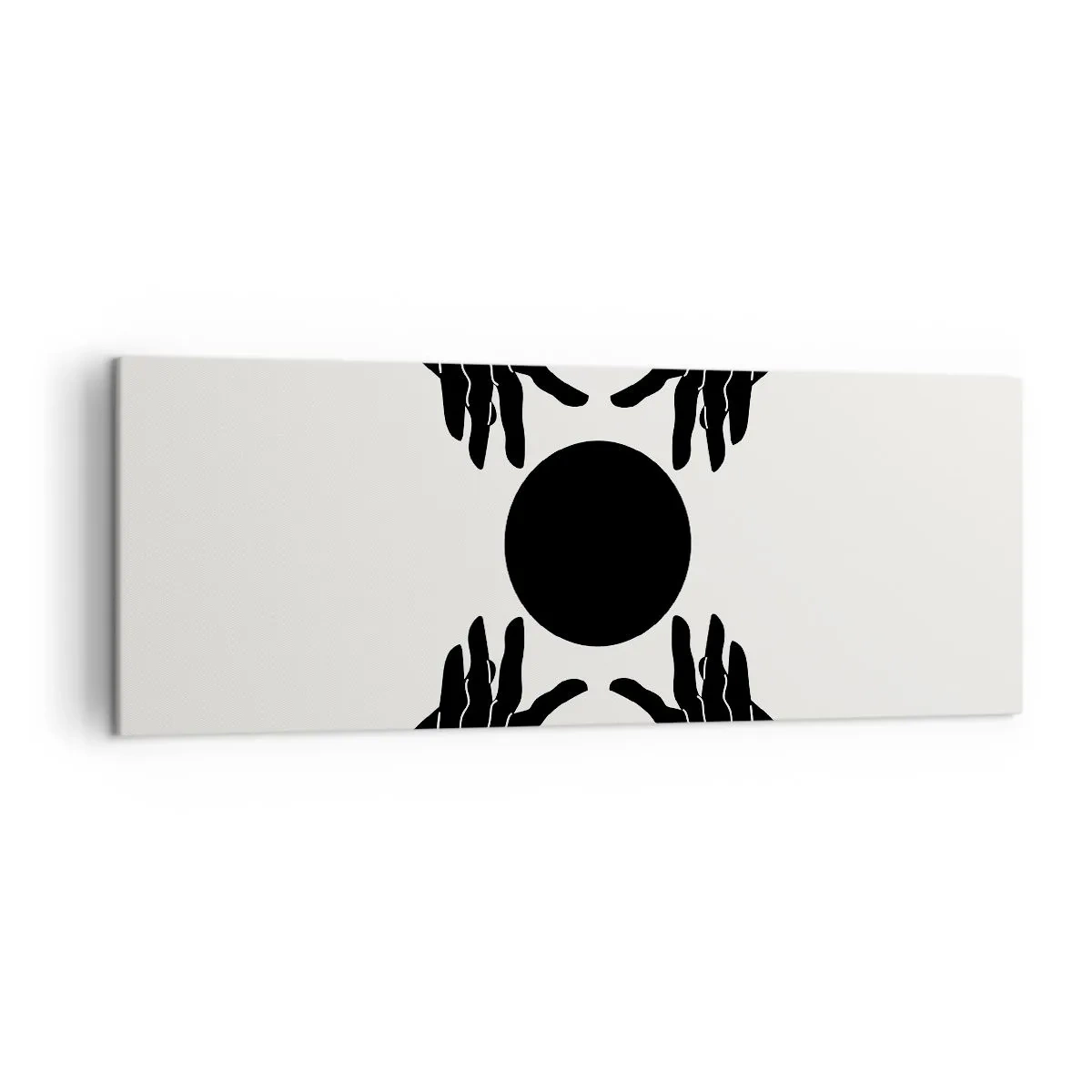 Bild auf Leinwand - Leinwandbild - Schwarze Hände in einer symmetrischen Komposition mit einer Kugel - 140x50cm - Geheimes Zeichen - Moderne Wanddekoration für Wohnzimmer und Schlafzimmer ARTTOR
