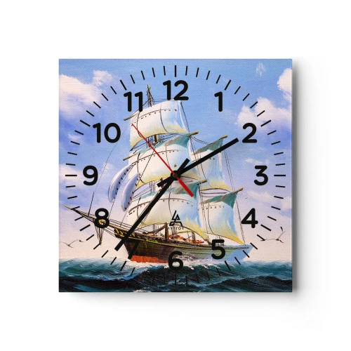 Wanduhr - Glasuhr - Mit Stolz mit dem Wind - 40x40 cm