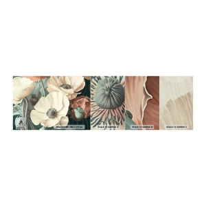 Fototapeten Muster Premium Sand - Flüstern von Mohnblumen - Blumen, Pflanzen, Pastell - 100x30 cm