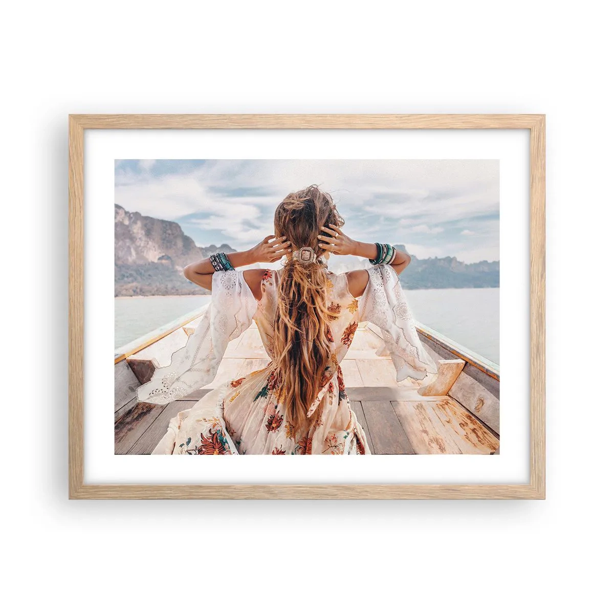 Poster in einem Rahmen aus heller Eiche - Auf dem Weg zum Glück - 50x40 cm