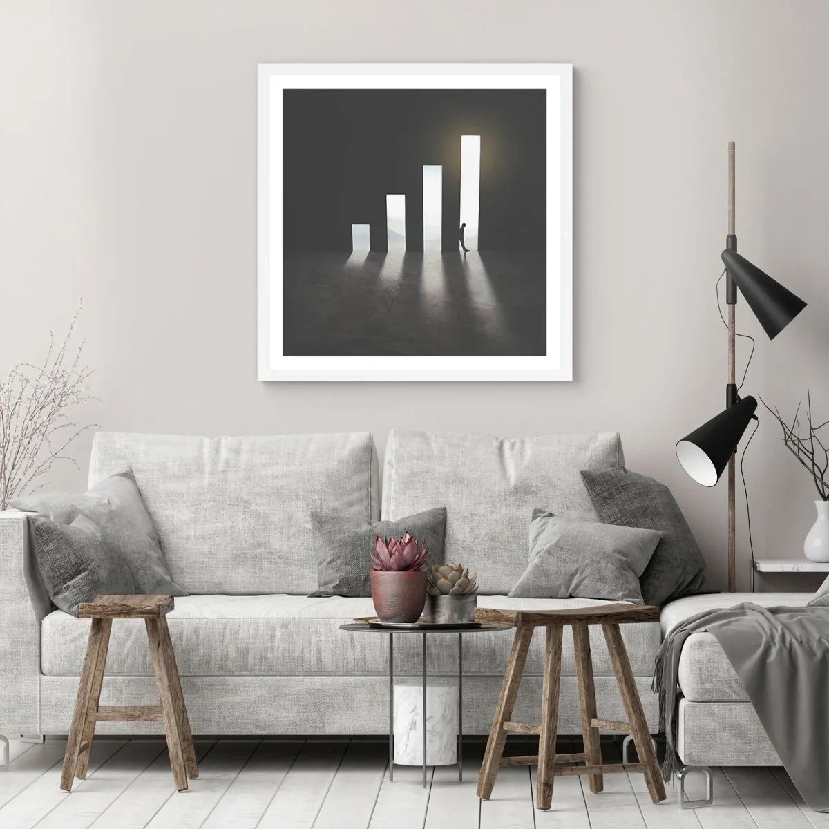 Poster in einem weißen Rahmen - Erfolg – ​​Impression - 50x50 cm