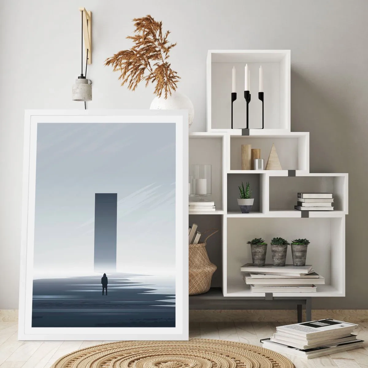 Poster in einem weißen Rahmen - Chance oder Bedrohung? - 50x70 cm