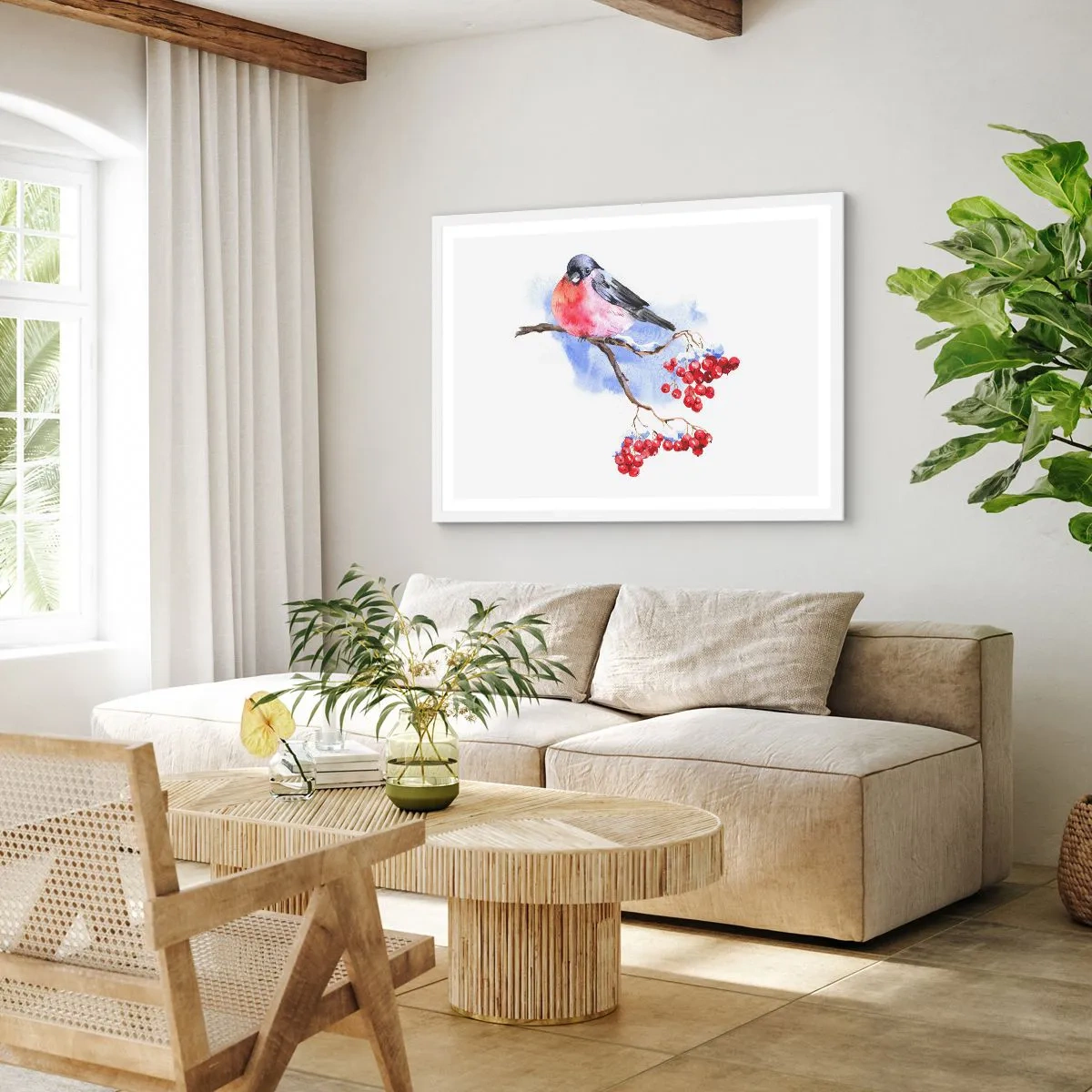 Poster in einem weißen Rahmen - Winter in Farbe - 100x70 cm