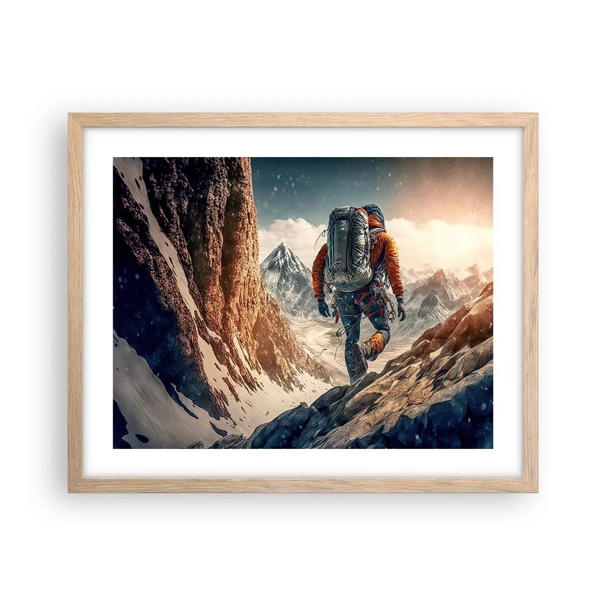 Poster in einem Rahmen aus heller Eiche - Einsamer Krieger - 50x40 cm