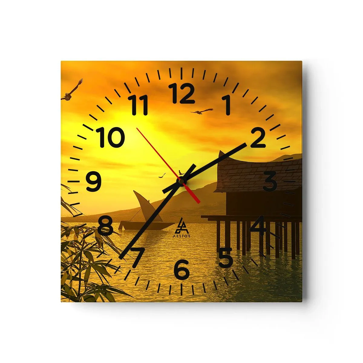 Wanduhr - Glasuhr - Der ersehnte Frieden - 40x40 cm