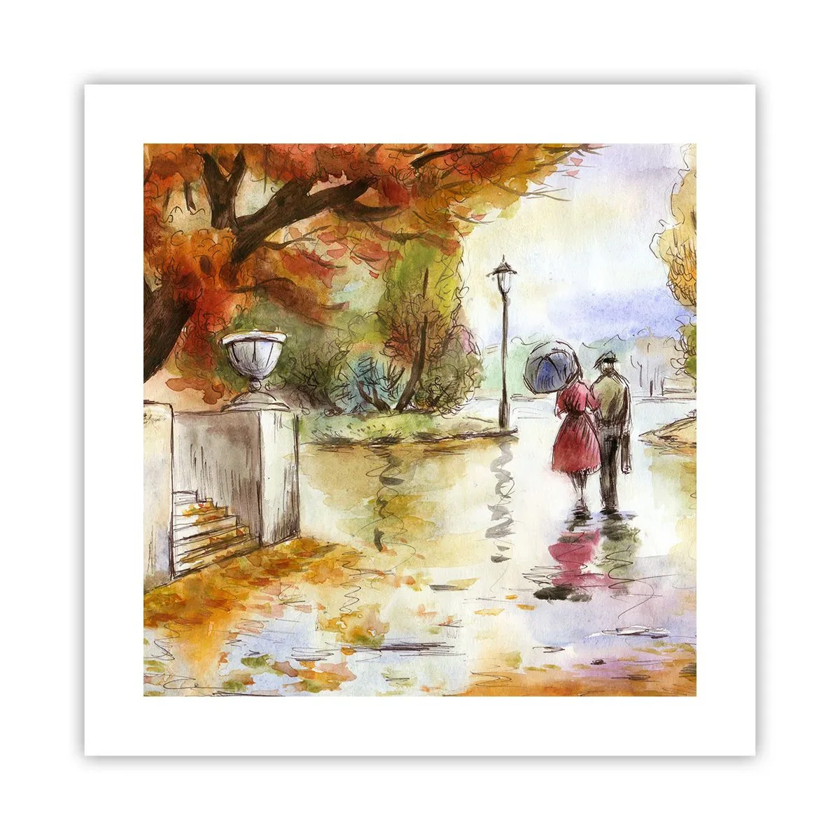 Poster - Romantischer Herbst im Park - 40x40 cm