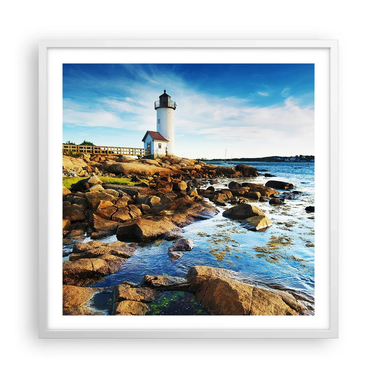 Poster in einem weißen Rahmen - Komm glücklich zurück, ich warte - 60x60 cm