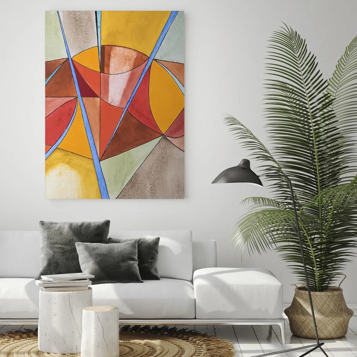 Glasbild - Bild auf glas - Eine abstrakte Komposition in lebendigen geometrischen Farben. - 80x120cm - Das Karussell, das Traumkarussell - Moderne Wanddekoration für Wohnzimmer und Schlafzimmer ARTTOR