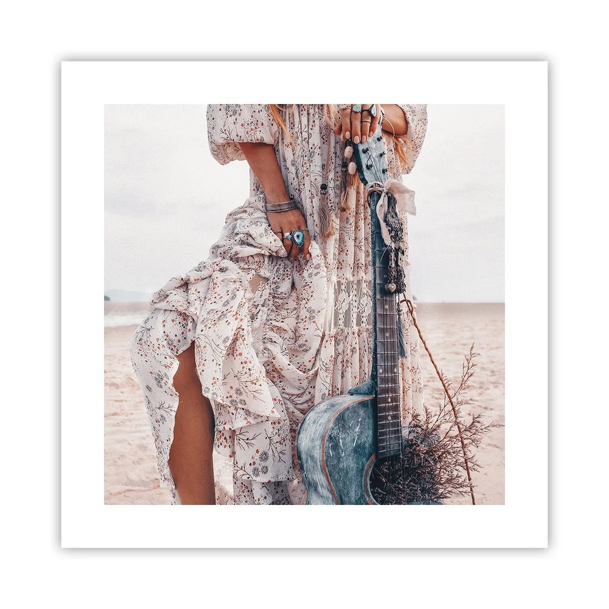 Poster - Kinderblumen auf dem Weg - 40x40 cm