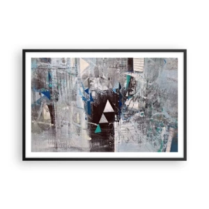 Poster in einem schwarzem Rahmen - Überschreibende Reihenfolge der Dreiecke - 91x61 cm