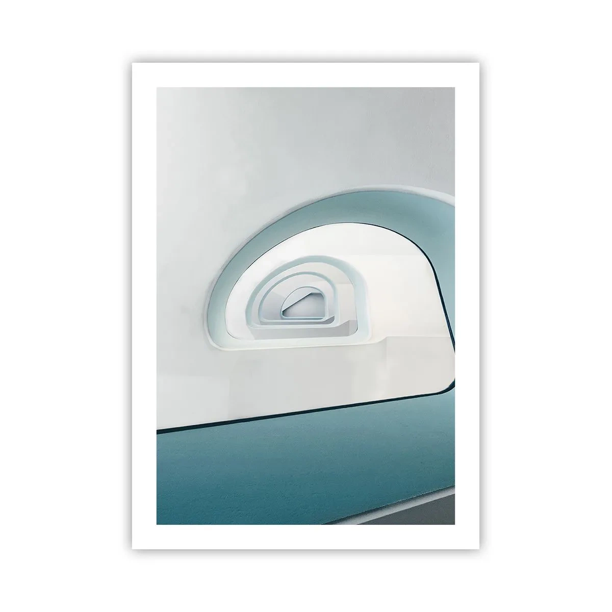 Poster - Moderne geschwungene Linien und architektonische Strukturen in leuchtenden Farben - 50x70cm - Bis zum Ende des Blaus - Moderne Wanddekoration für Wohnzimmer und Schlafzimmer ARTTOR