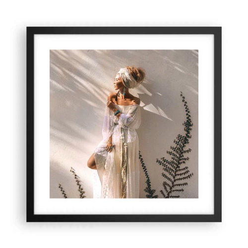 Poster in einem schwarzem Rahmen - Die Sonne und das Mädchen - 40x40 cm