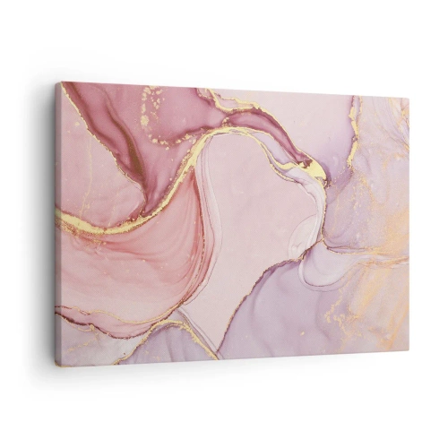 Bild auf Leinwand - Leinwandbild - Zarte abstrakte Muster in Rosa- und Goldtönen - 70x50cm - Eine Liebkosung der Farben - Moderne Wanddekoration für Wohnzimmer und Schlafzimmer ARTTOR