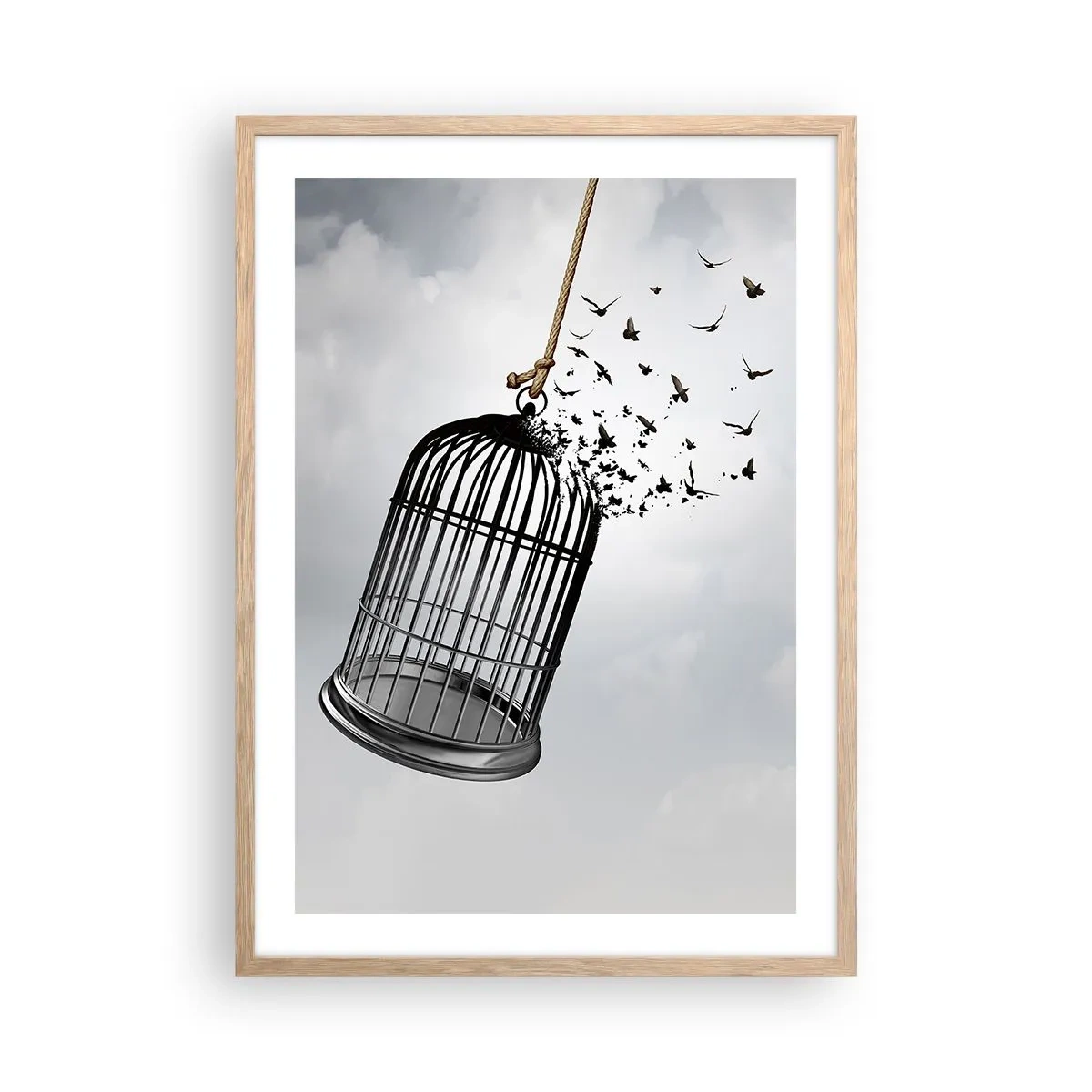 Poster in einem Rahmen aus heller Eiche - Glaube ... Hoffnung ... Freiheit! - 50x70 cm
