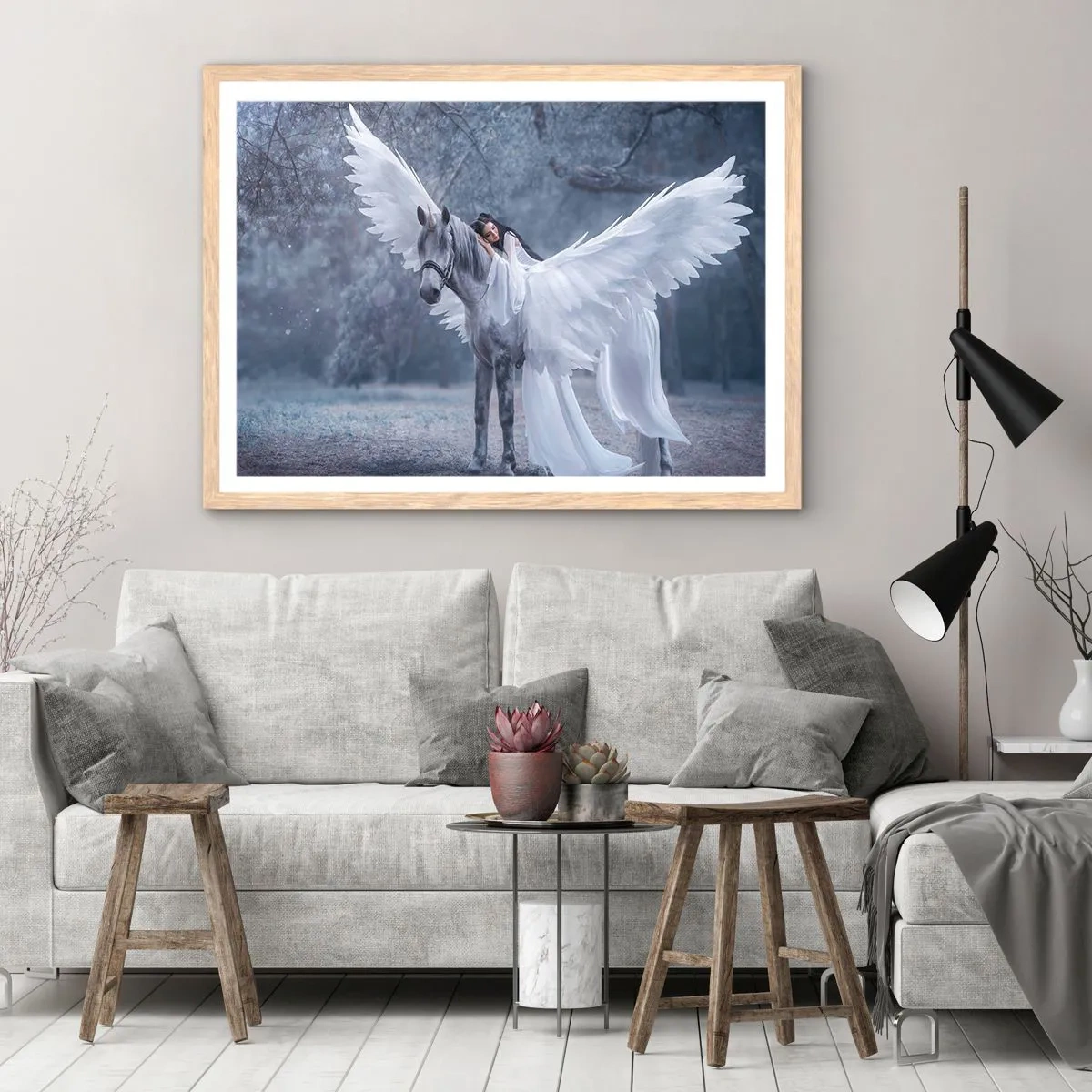 Poster in einem Rahmen aus heller Eiche - Ein inspirierter Moment - 50x40 cm