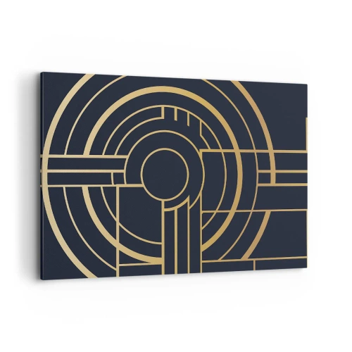 Bild auf Leinwand - Leinwandbild - Geometrisches Muster mit goldenen Linien - 120x80cm - Wendungen der Dinge - Moderne Wanddekoration für Wohnzimmer und Schlafzimmer ARTTOR