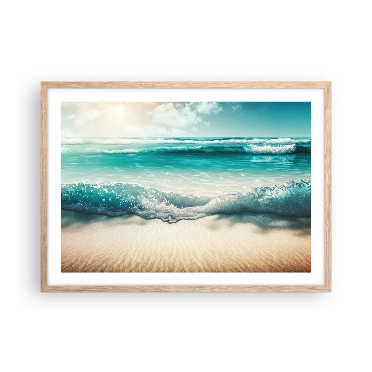 Poster in einem Rahmen aus heller Eiche - Frieden des Ozeans - 70x50 cm