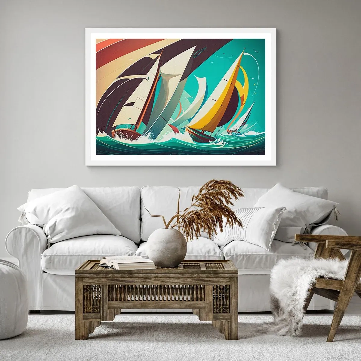 Poster in einem weißen Rahmen - Viel Glück mit den Elementen - 100x70 cm