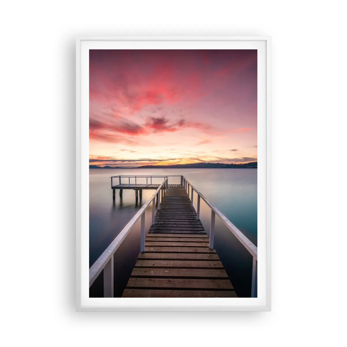 Poster in einem weißen Rahmen - Die sanfte Flamme des Abends - 70x100 cm