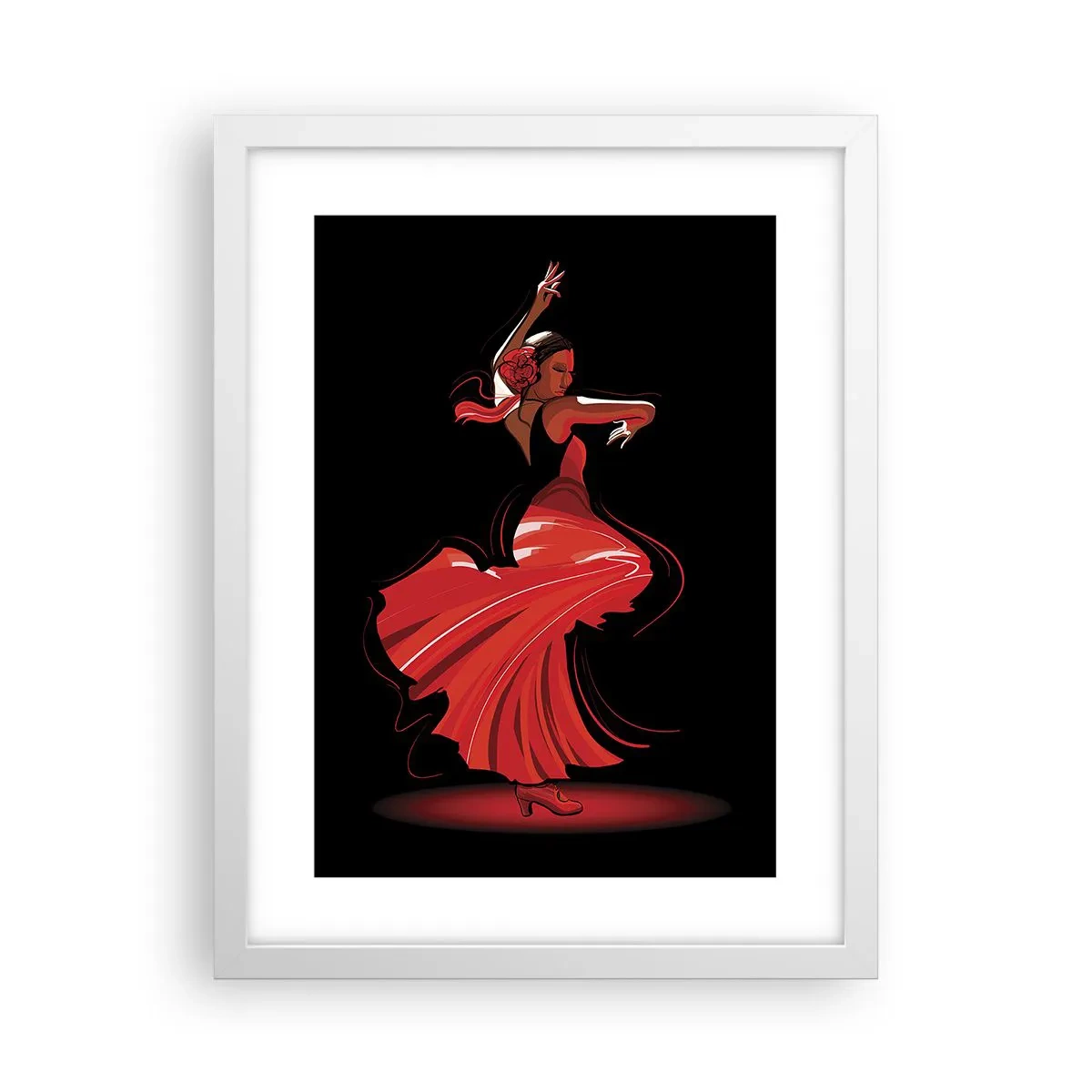 Poster in einem weißen Rahmen - Der feurige Geist des Flamenco - 30x40 cm