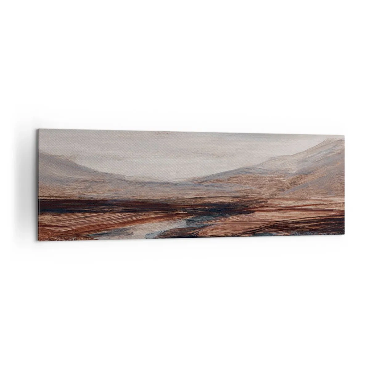 Bild auf Leinwand - Leinwandbild - Eine malerische Landschaft mit Fluss und Bergen - 160x50cm - Ruhiges Tal - Moderne Wanddekoration für Wohnzimmer und Schlafzimmer ARTTOR