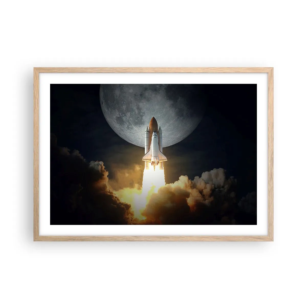 Poster in einem Rahmen aus heller Eiche - Beginn eines überirdischen Abenteuers - 70x50 cm