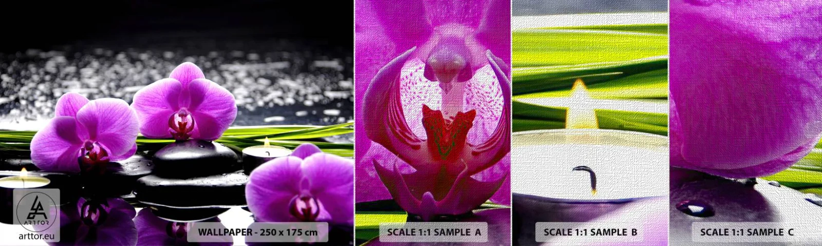 Fototapeten Muster Premium Canvas - In Ruhe ertrinken - Blumen, Orchidee, Orchidee - 100x30 cm