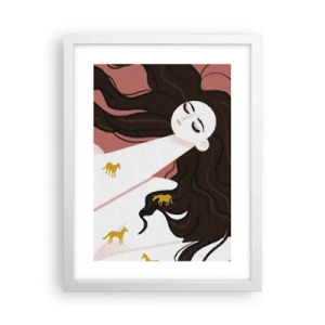 Poster in einem weißen Rahmen - Traum von einem goldenen Pferd - 30x40 cm